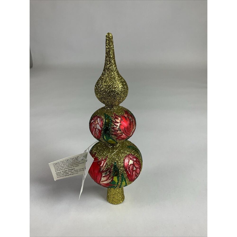 Vintage Larry Fraga Gold Glass Christmas Tree Topper Ornament Spring Pop Up - Picture 5 of 5